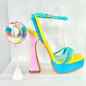 Vibrant Multicolor Platform Heels